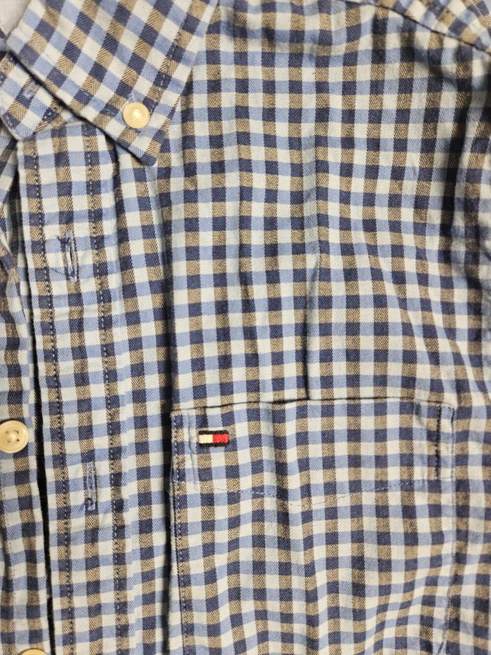 Tommy Hilfiger Gingham Check Button Down Shirt XS Blue White